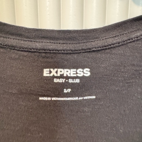 NWOT Express Black V-Neck Easy Slub Short Sleeve T-Shirt - Picture 7 of 8